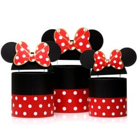 Set 3 cutii rotunde cu buline și urechi Minnie Mouse - negru/roșu 1