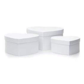Set 3 cutii inimă satinate - alb 1 - craftup.ro