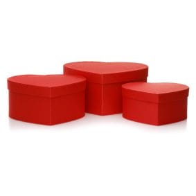 Set 3 cutii inimă satinate - roșu 1 - craftup.ro