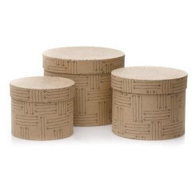 Set 3 cutii rotunde imitație lemn - model linii 1 -craftup.ro