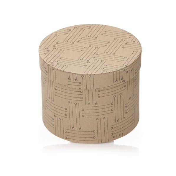 Set 3 cutii rotunde imitație lemn - model linii 3 -craftup.ro