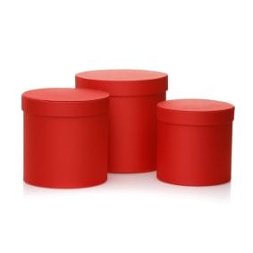 Set 3 cutii rotunde satinate - roșu 1 - craftup.ro