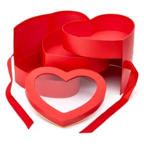 Cutie inimă cu fereastră fundă și sertar - roșu 2 - craftup.ro