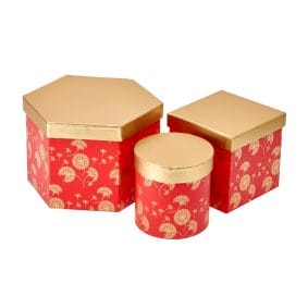 Set 3 cutii cu forme diferite și model - roșu 1 - craftup.ro