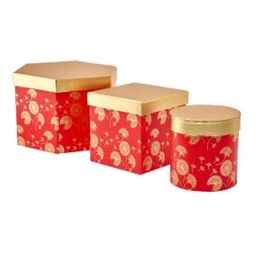 Set 3 cutii cu forme diferite și model - roșu 2 - craftup.ro