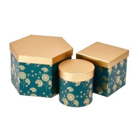 Set 3 cutii cu forme diferite și model - verde 1 - craftup.ro