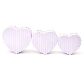 Set 3 cutii inimă aspect lemnos - roz 3 - craftup.ro