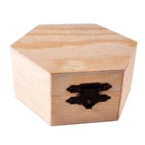 Cutie hexagonală din lemn mică 9x8x4cm 1